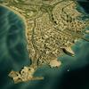 A model of Saadiyat Island, with the Guggenheim Abu Dhabi, at the point.